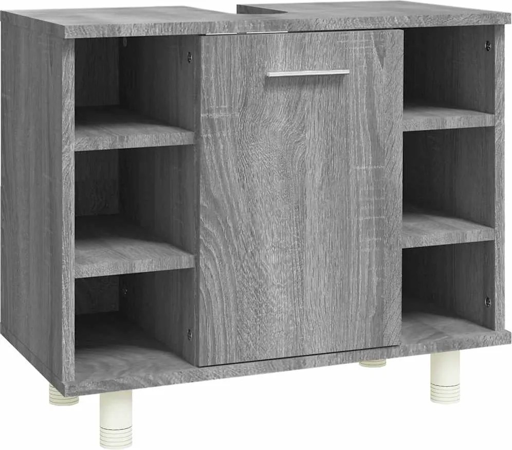 vidaXL szürke sonoma színű szerelt fa fürdőszobaszekrény 60x32x53,5 cm