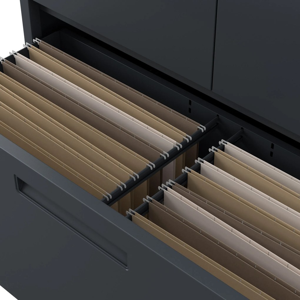 Moduláris többfunkciós fém szekrény magas fiókkal antracit MEGAN 1950 x 900 x 400 mm