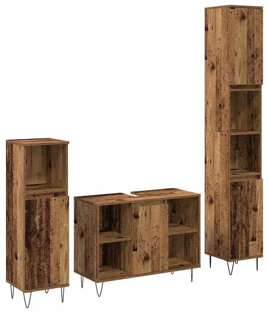 Fürdőszoba Bútor Szett 3 pcs Öreg fa 30 x 30 x 180 cm Faanyag