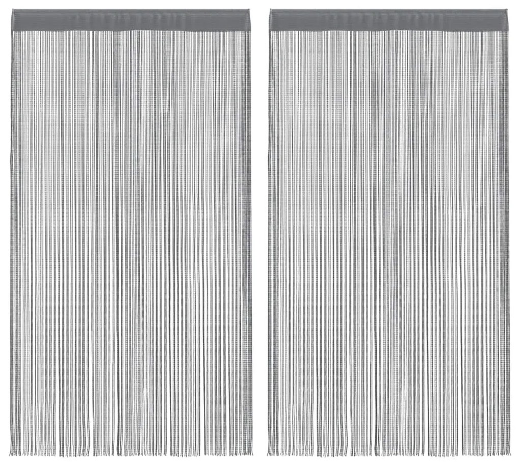 2 db antracit zsinórfüggöny 100 x 250 cm