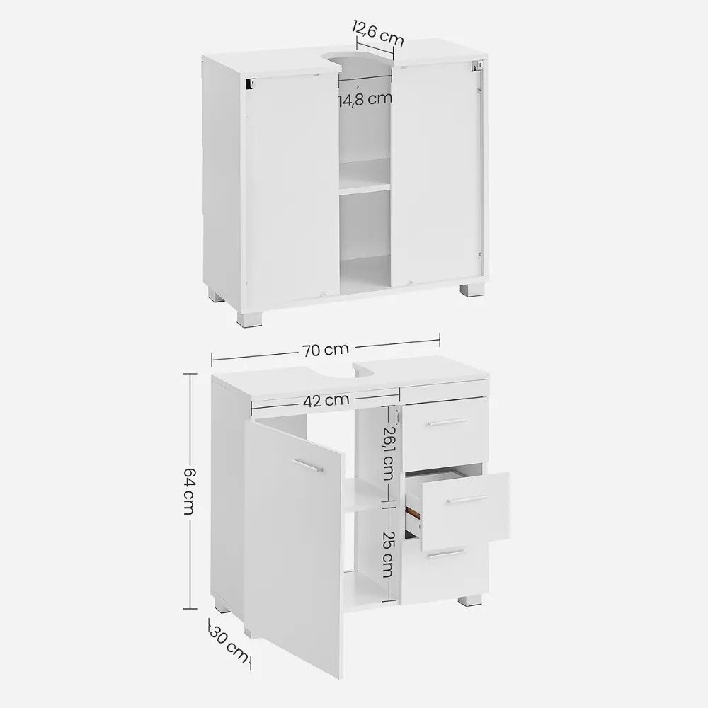 IVY mosdó alatti szekrény, 30x70x64 cm, fehér Vasagle