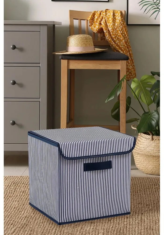 Kék fedeles textil tárolódoboz 30x30x30 cm – Mioli Decor