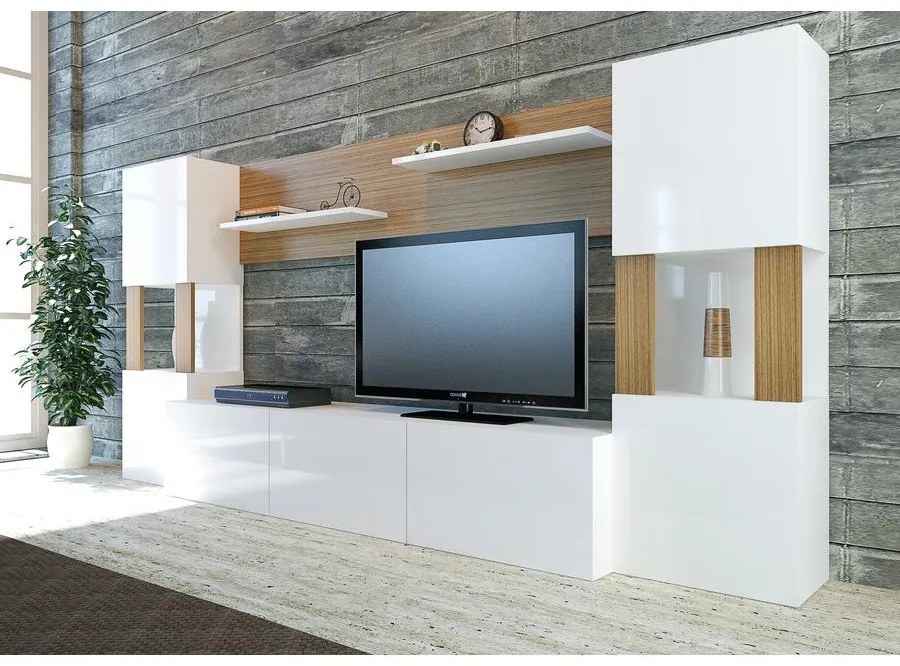 TV szekrény Lore - White, Teak