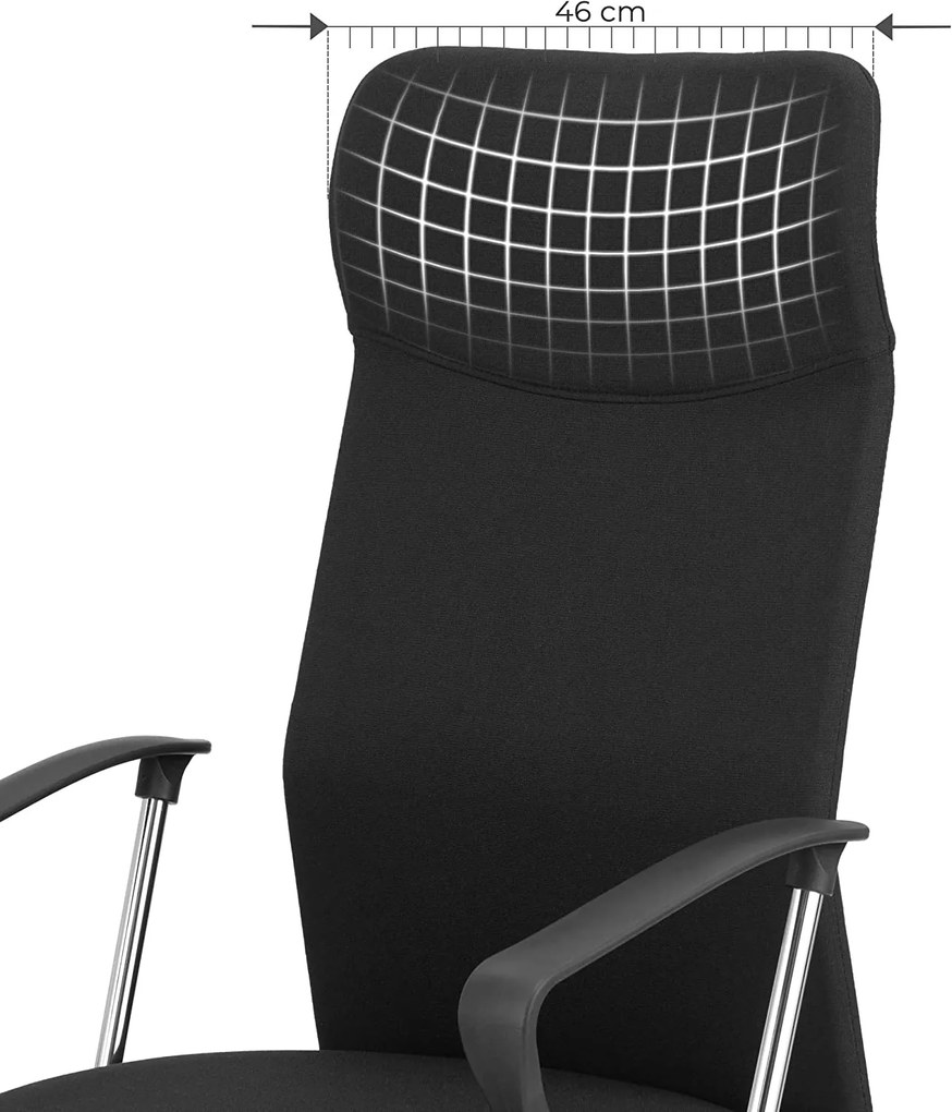 Irodai szék, Ergonomikus forgószék, 63 x (110-120) x 63 cm, fekete