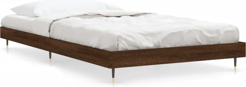 vidaXL barna tölgy színű szerelt fa ágykeret matrac nélkül 100x200 cm