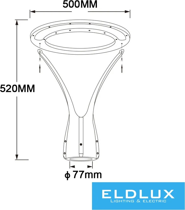 UNIVERSO Kültéri kerti lámpa fej 100w 9300lm 3000k IP65 fekete D500x520mm
