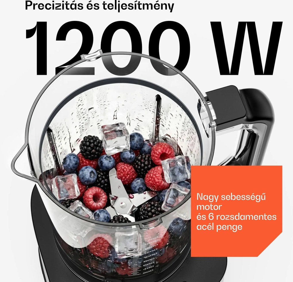 Klarstein Verosteel konyhai robotgép mixerrel | Dagasztás, habverés, préselés | 1200 W | 2 L/1,75 L