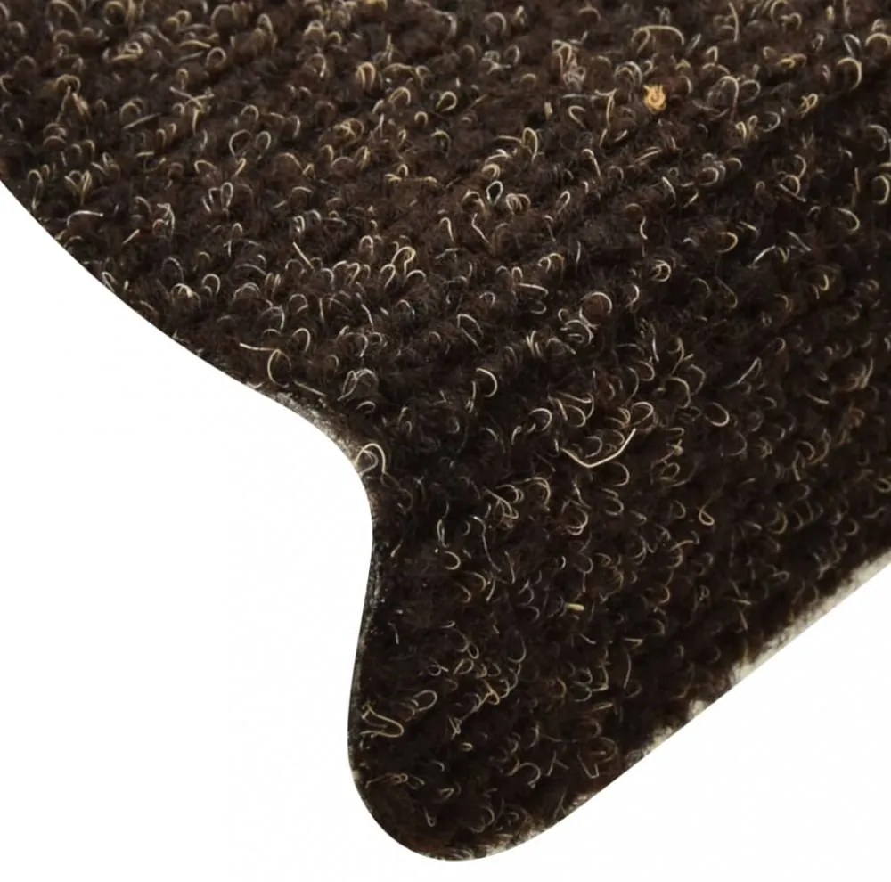 15 db sötétbarna tűlyukasztott öntapadó lépcsőszőnyeg 56x17x3cm