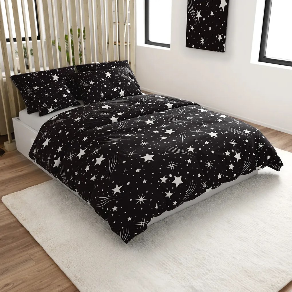 NIGHT SKY fekete mikroszálas ágyneműhuzat Ágyneműhuzat mérete: 70 x 90 cm | 140 x 200 cm