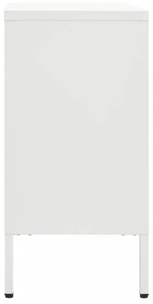 fehér acél és edzett üveg tálalószekrény 105 x 35 x 70 cm