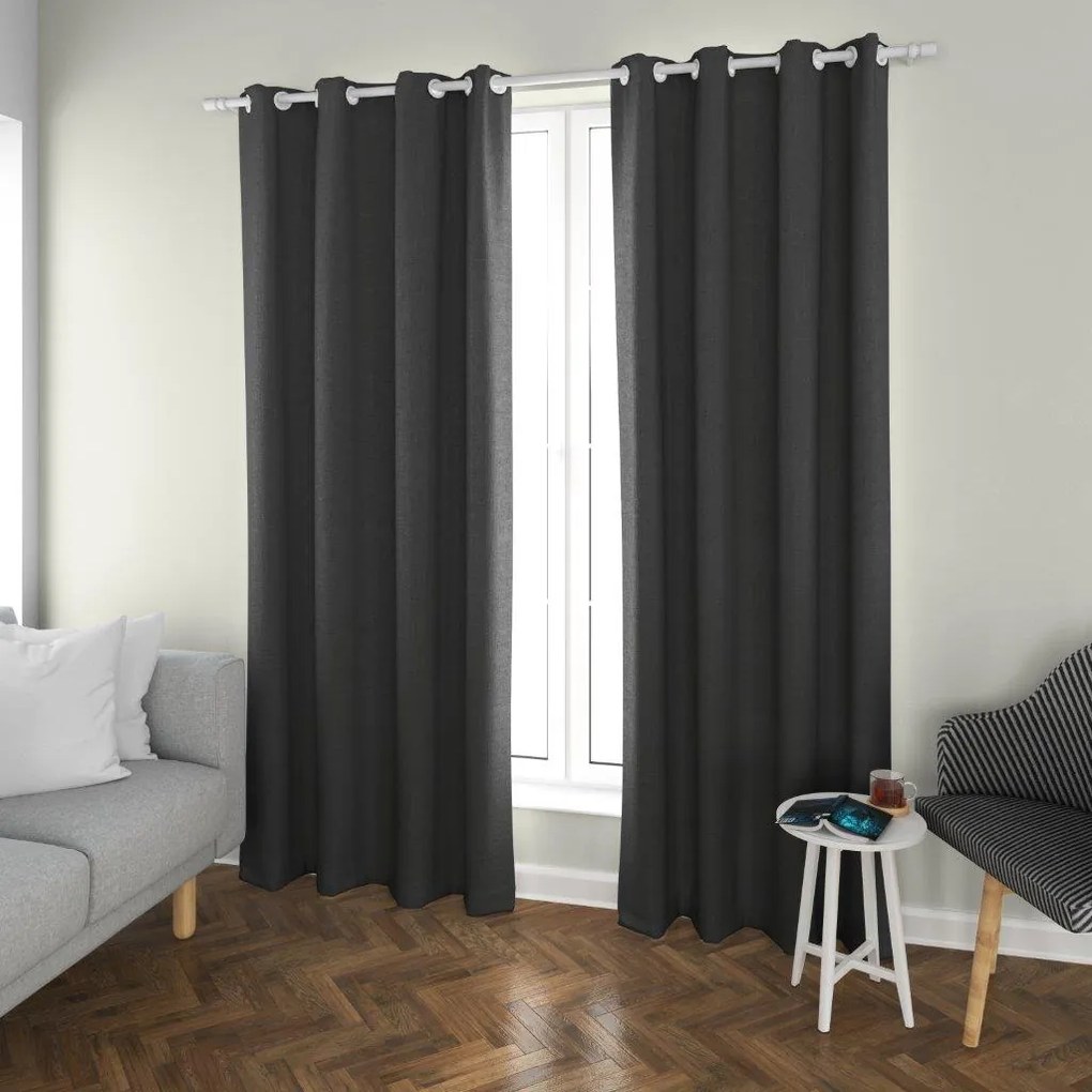 OXFORD fekete függöny 140x250 cm Felfüggesztés: Hullámos sínszalag