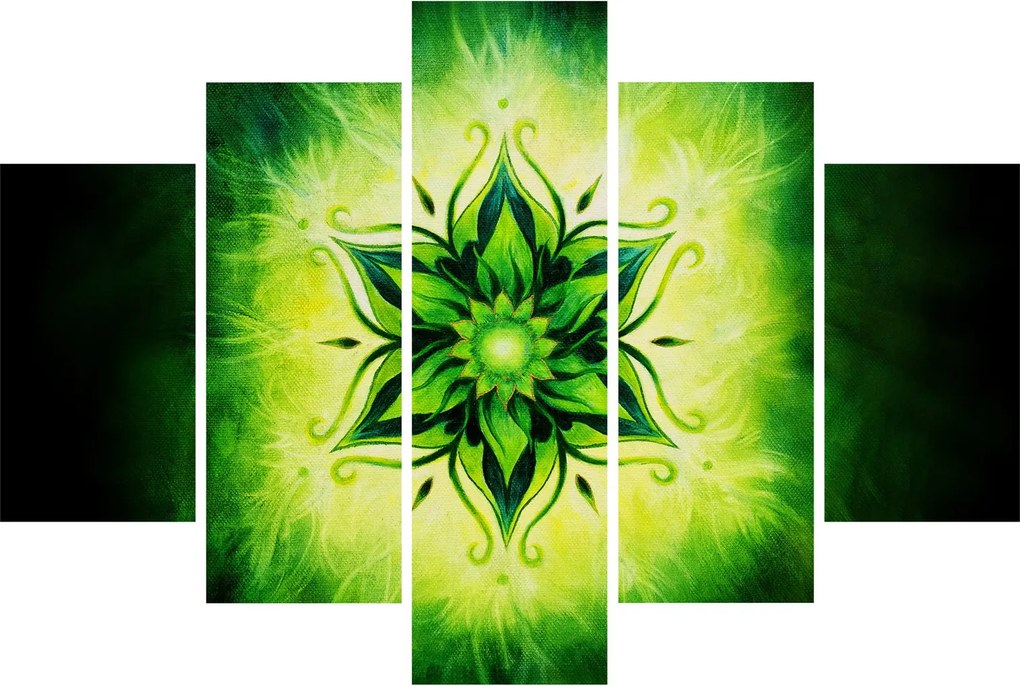 Kép - Virág mandala zöld háttérrel (150x105 cm)