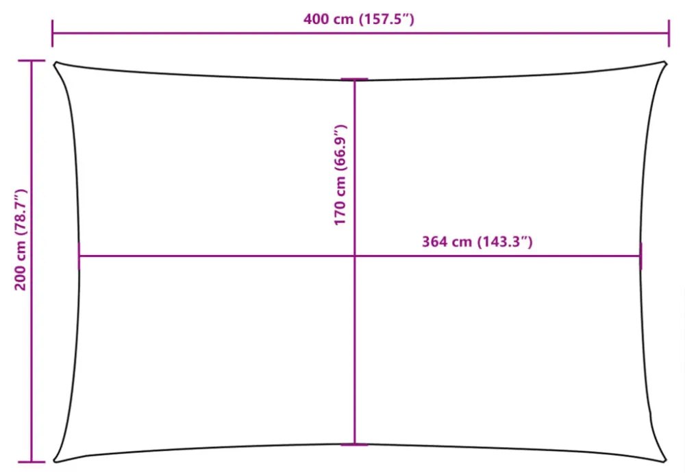 négyszögletes antracitszürke oxford szövet napvitorla 2 x 4 m