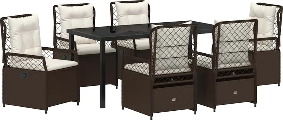 vidaXL Kert étkező szett 7 pcs Barna polirattan