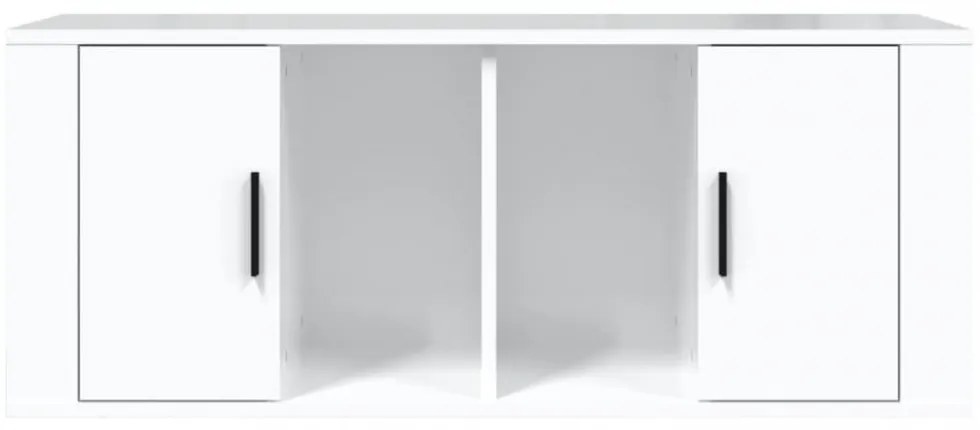 fehér magasfényű szerelt fa TV-szekrény 100x35x40 cm