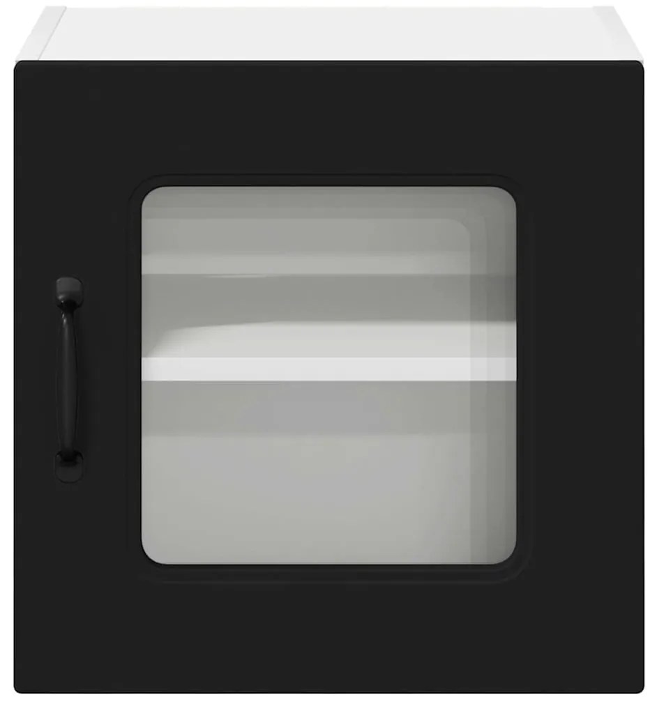 Fali konyhaszekrény polcokkal Fekete 40 x 31 x 40 cm Faanyag