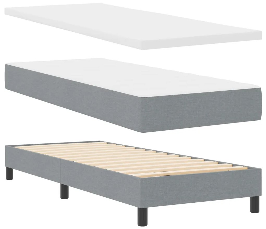 Box Spring Ágy Matraccal &amp; LED Világosszürke 80x200 cm Szövet