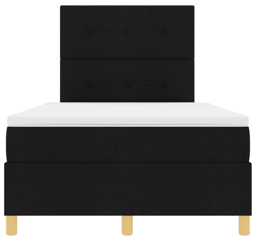 Boxspring ágy matraccal és LED világítással fekete 120x190 cm szövet