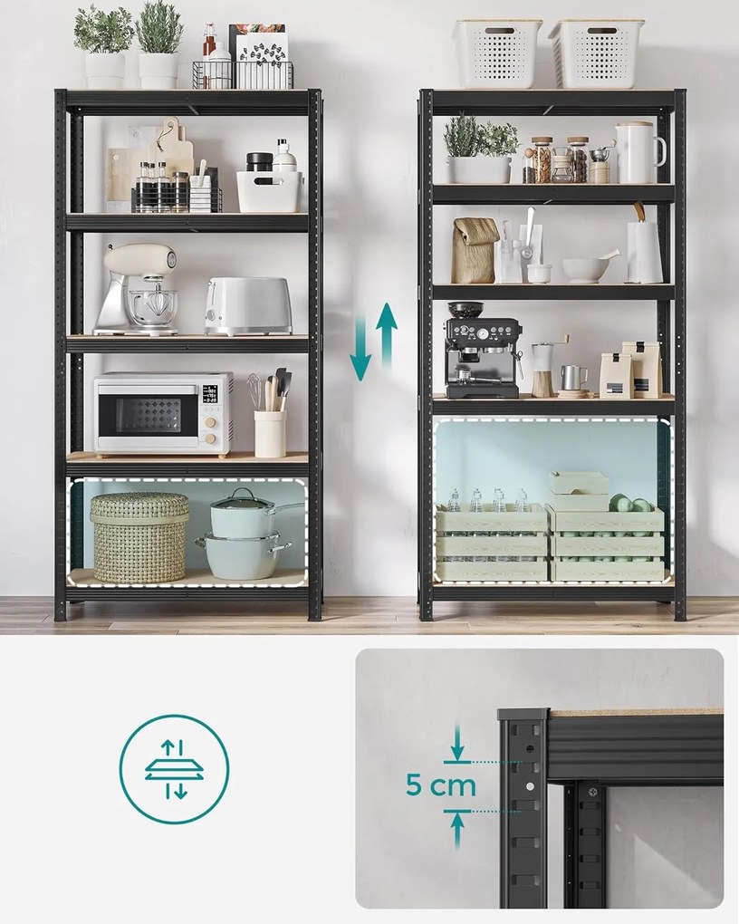 acél polcrendszer 2 db-os, 180x90x40 cm, fekete