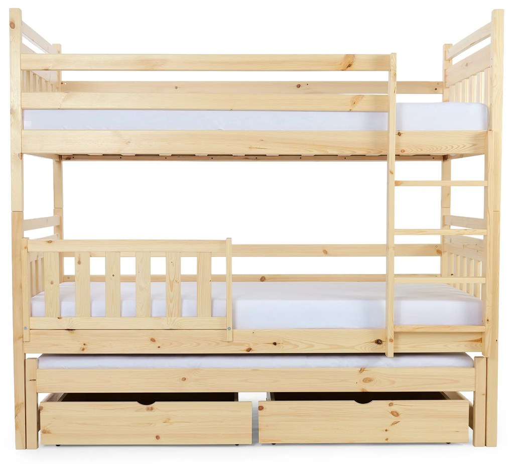 Wilsondo PETRA 5 emeletes ágy pótággyal - natúr borovi Méret: 180x80
