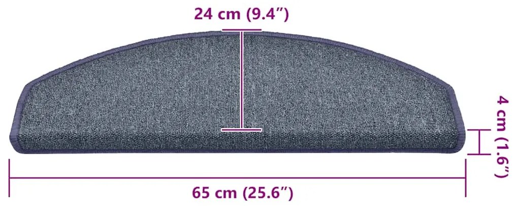 30 db sötétszürke és kék lépcsőszőnyeg 65x24x4 cm