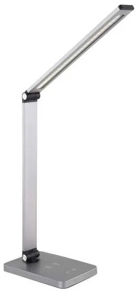 Platinet asztali lámpa 10 W, vezeték nélküli töltés + USB, ezüst