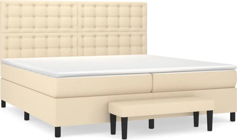vidaXL krémszínű szövet rugós ágy matraccal 200 x 200 cm