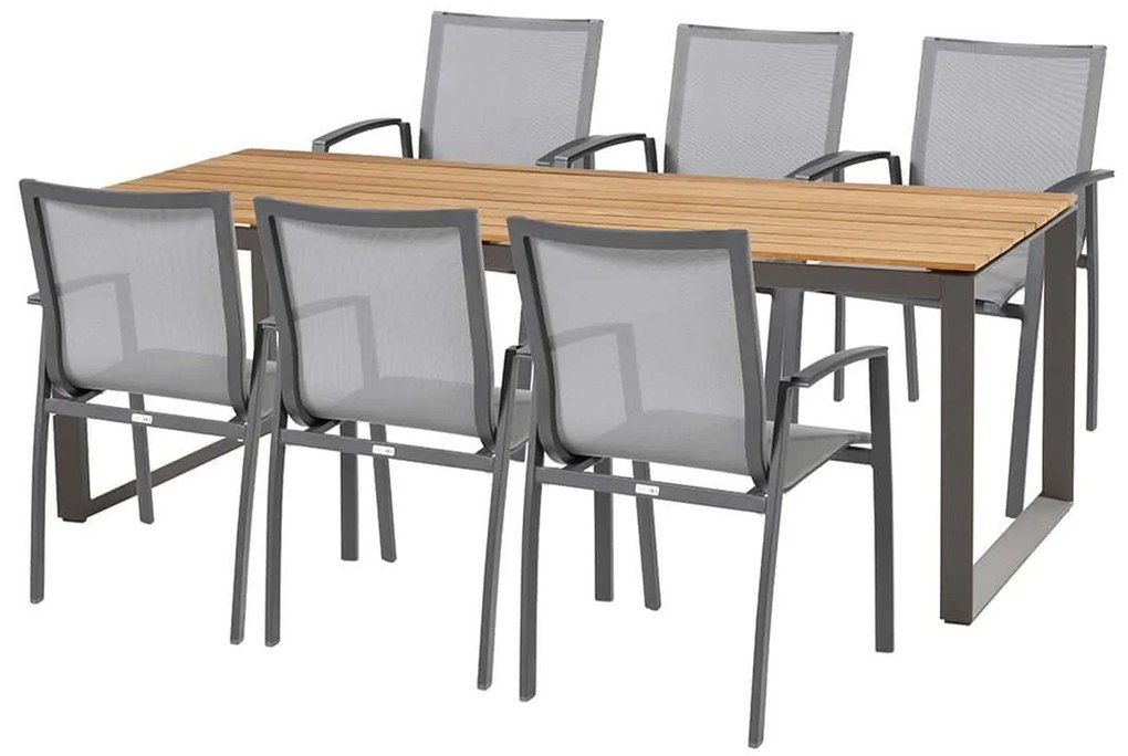 Heritage teak Torino étkezőgarnitúra antracit 1+6
