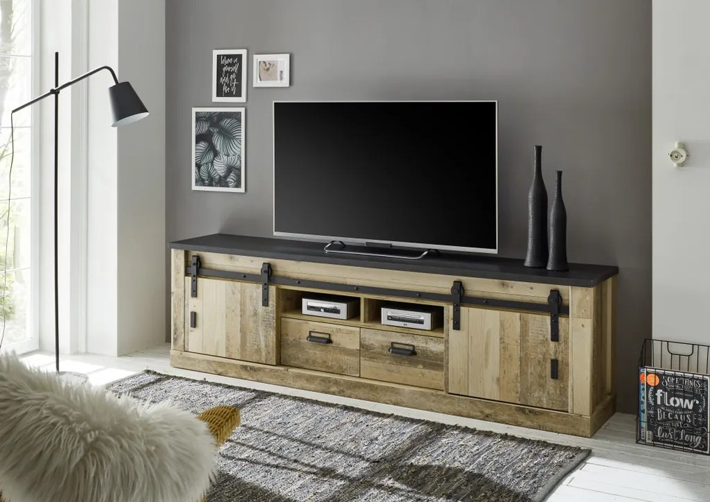Sherwood széles TV állvány antik tölgy/antracit