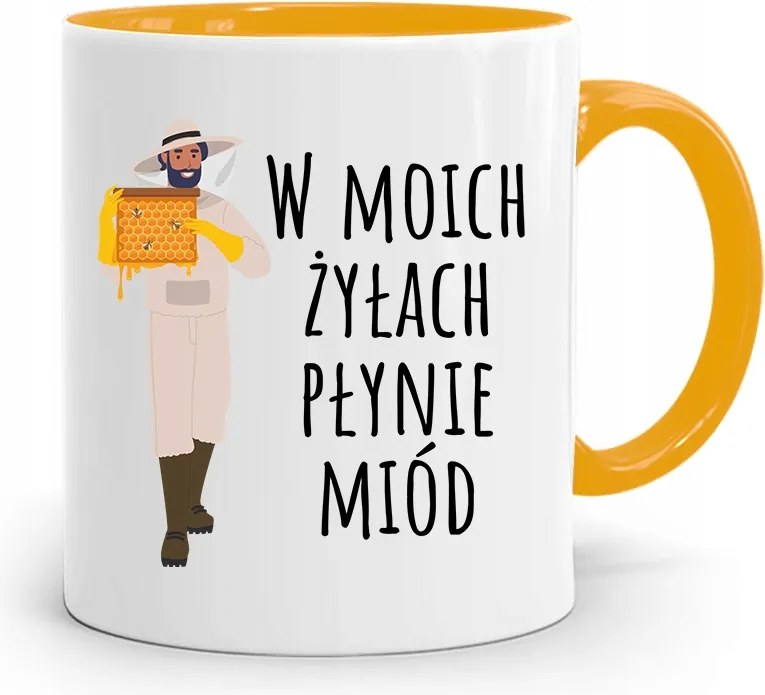 Sárga Bögre Méhésznek Folyik Méz Ajándék fényképes nyomtatással