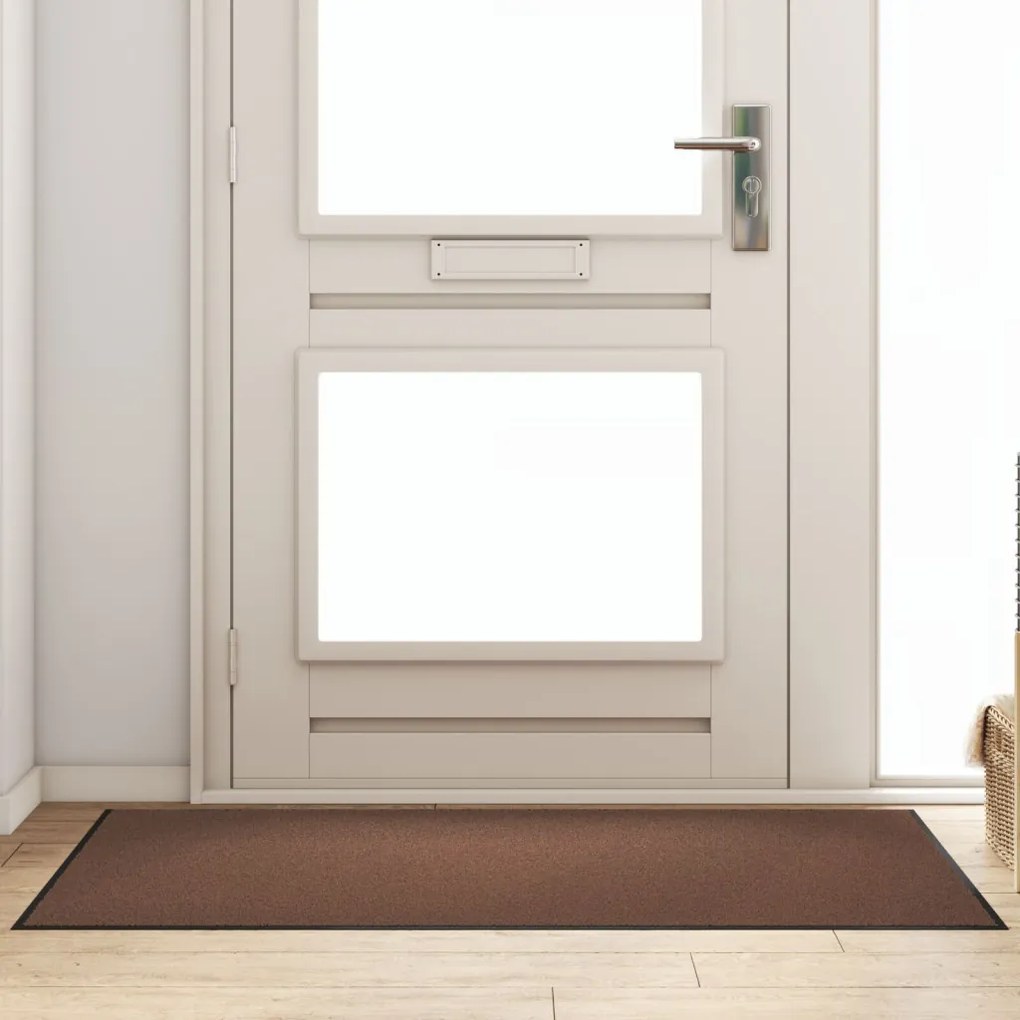 Ajtószőnyeg Barna és fekete 90 x 150 cm Polipropilén és vinil