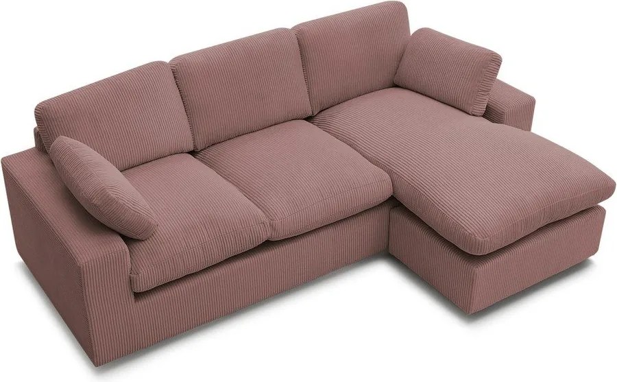 Rózsaszín kordbársony sarokkanapé Belair – Bobochic Paris