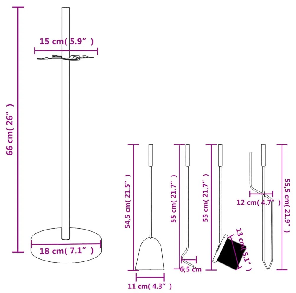 5 darabos kandallószerszám-készlet 18 x 66 cm acél