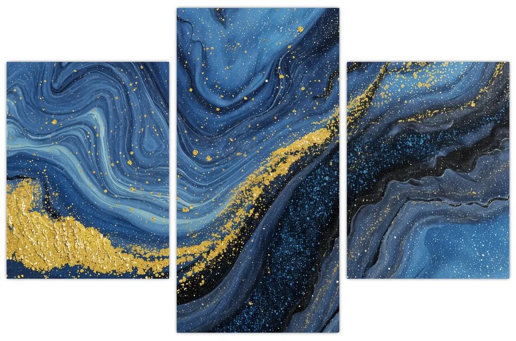 Kép - Kék-arany absztrakció (90x60 cm)