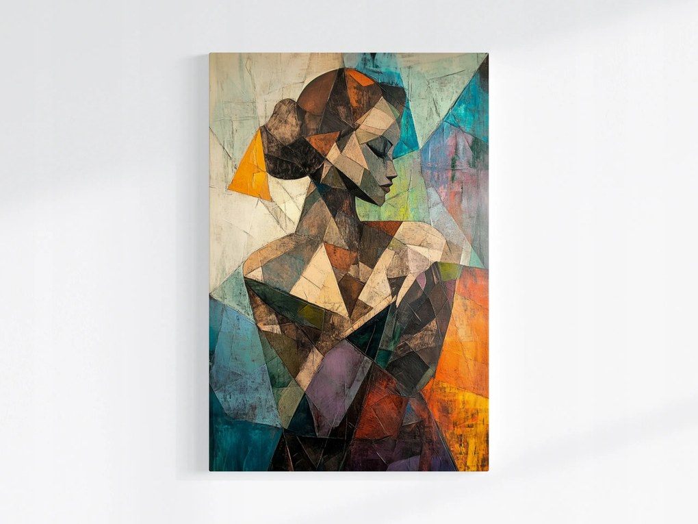 Vászonkép Canvas Mozaik Kubizmus Portré Nő Sziluett 80x120