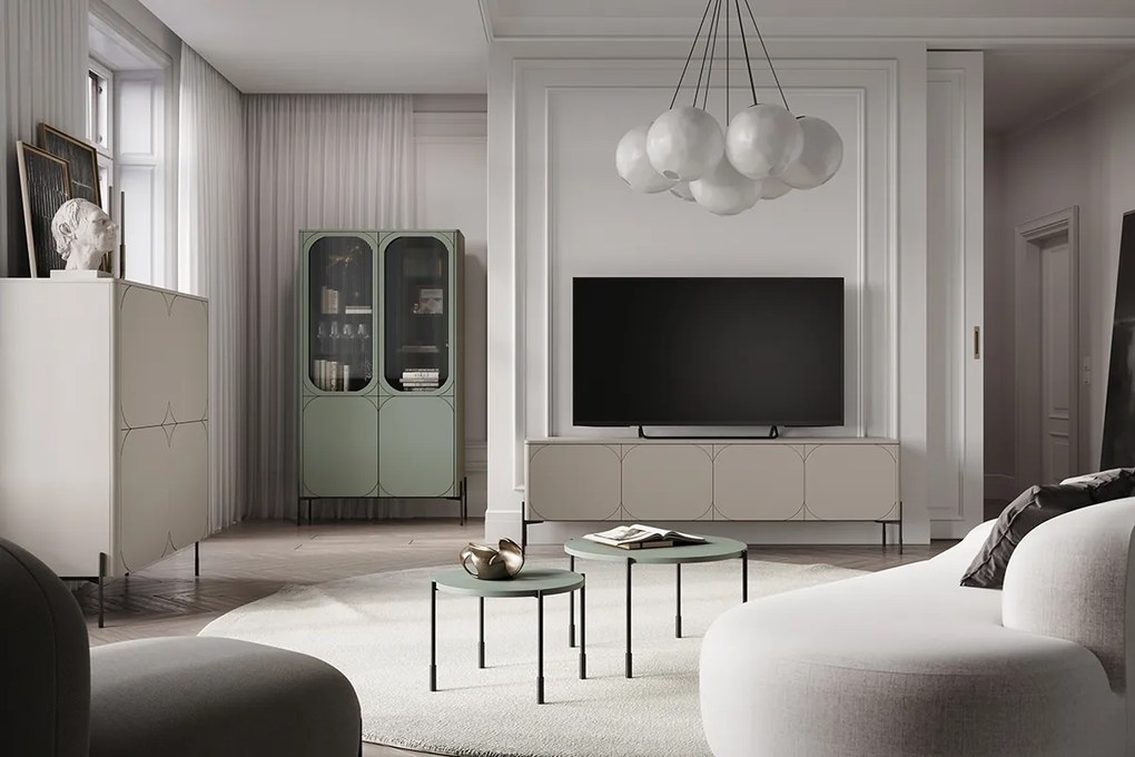 Sonatia dohányzóasztal 45 cm kerek fém lábakkal - olíva