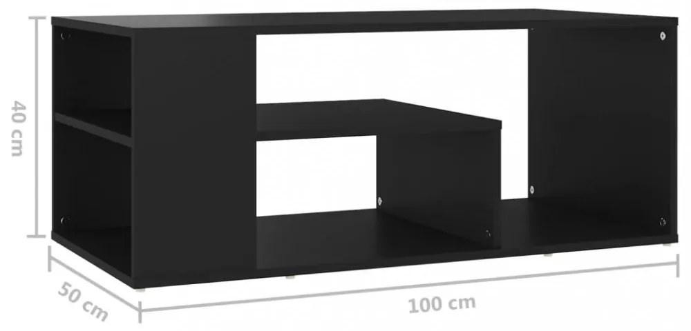 fekete szerelt fa dohányzóasztal 100 x 50 x 40 cm