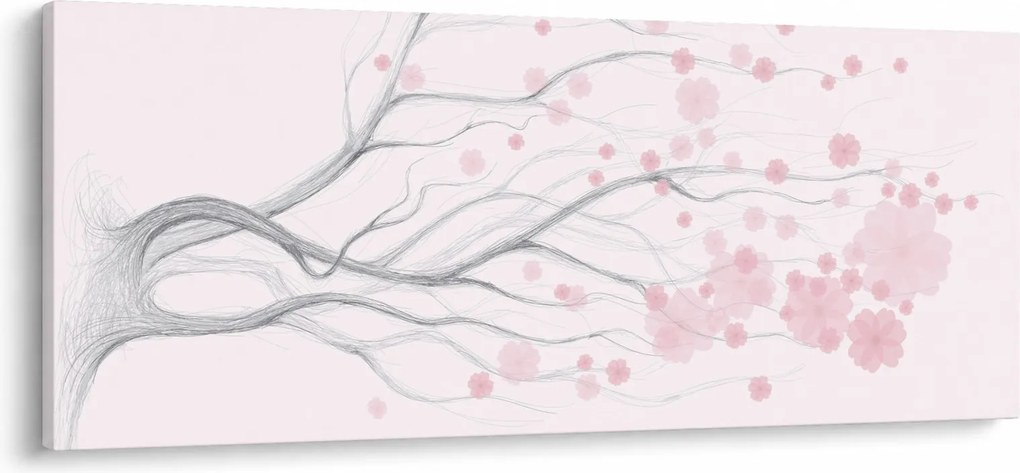 Kép - rózsaszín virágok (120x50 cm)