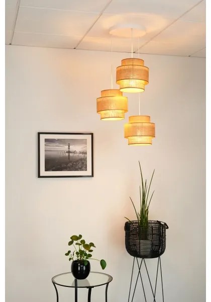 Brilagi - SPACE YUTE 3xE27/15W/230V bézs-fehér függeszték