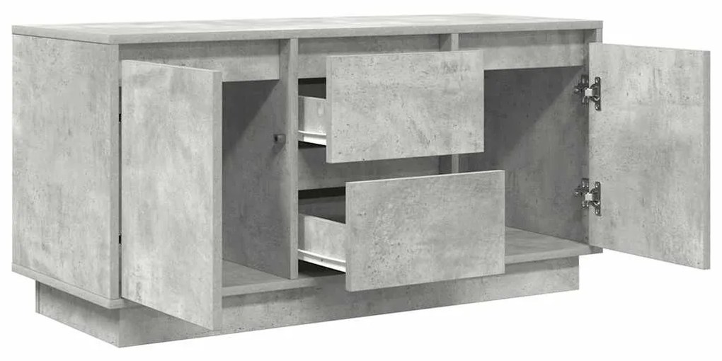 betonszürke TV-szekrény LED lámpákkal 100x41x50 cm