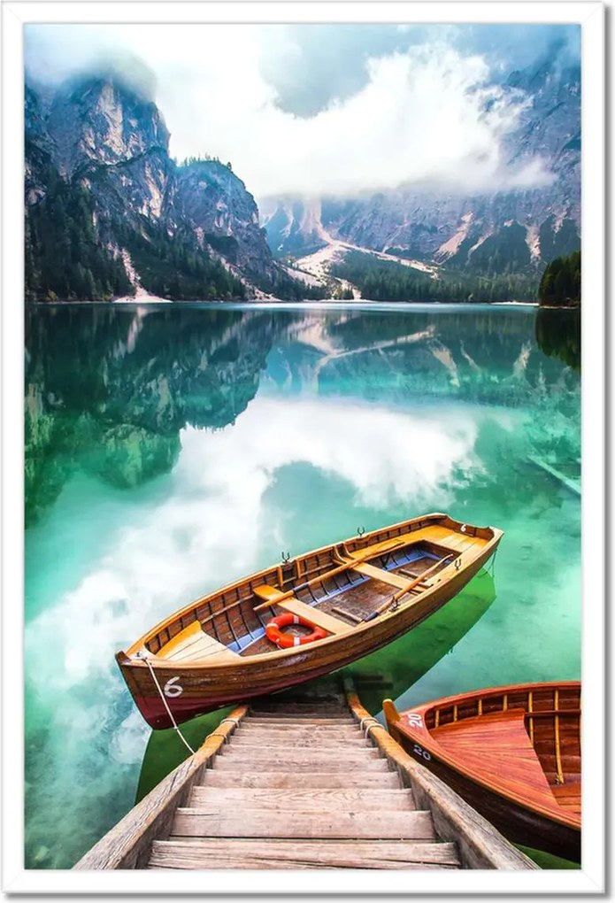 Poszterek keretben 40x60 Csónak a hegyi tavon