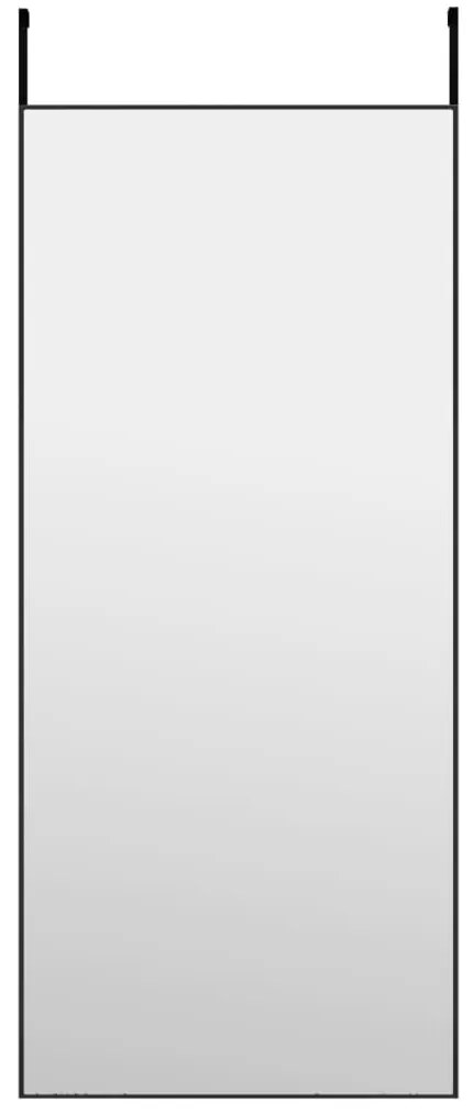 Fekete üveg és alumínium ajtótükör 40x100 cm