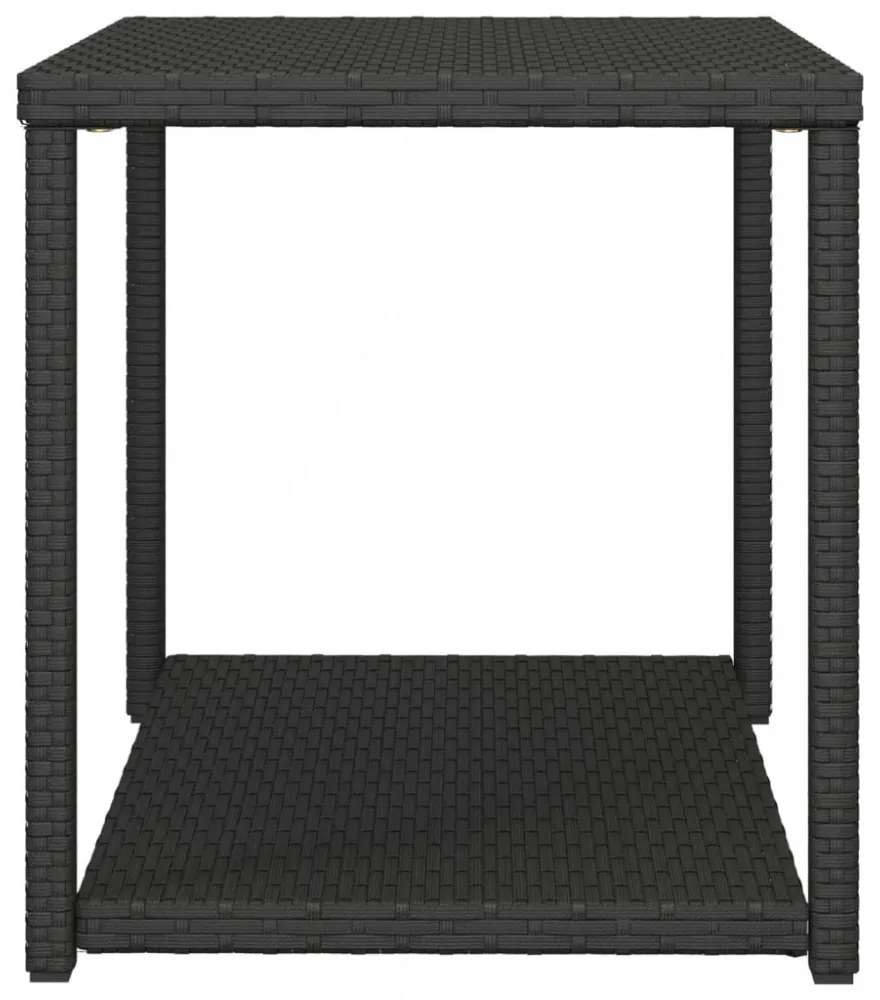 fekete polyrattan kisasztal 55 x 45 x 49 cm
