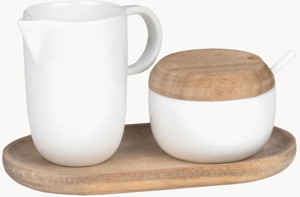 Cukortartó és tejeskancsó Räder szett porcelán fehér fa 55ml 4el.