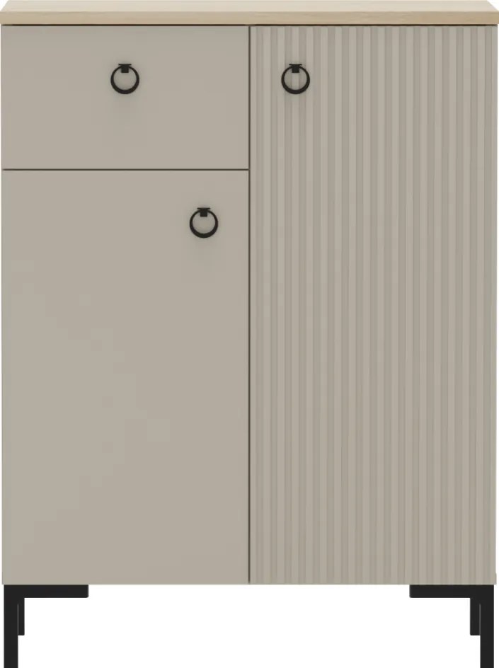 Komód, szürkésbarna Taupe/silverjack tölgy, DOMCA 2D1S