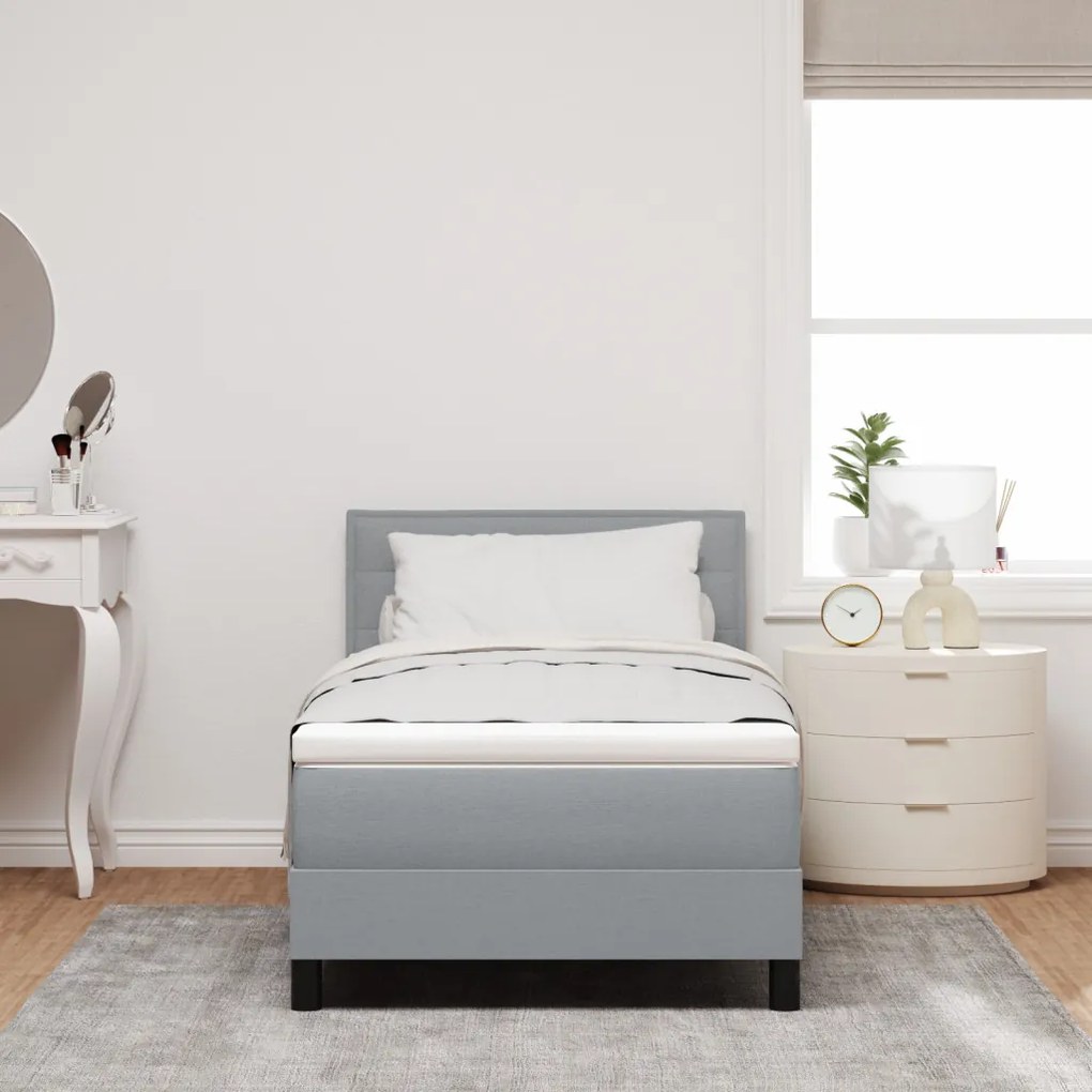 Boxspring Ágy Mattal & LED Világítással Szürke 90x190 cm Szövet