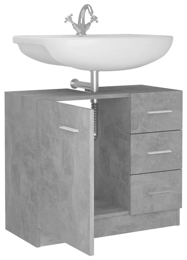 Betonszürke szerelt fa mosdószekrény 63 x 30 x 54 cm