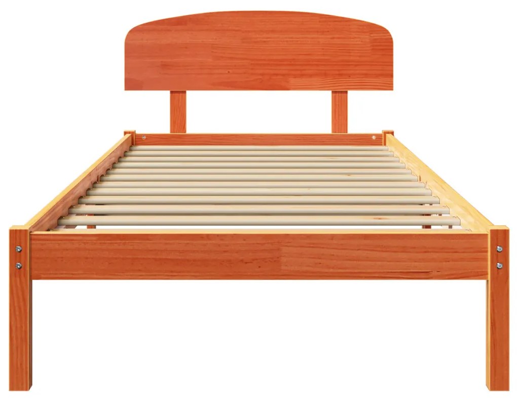 vidaXL Ágykeret fejtámlával Faggyú barna 100 x 200 cm Tömör fenyőfa