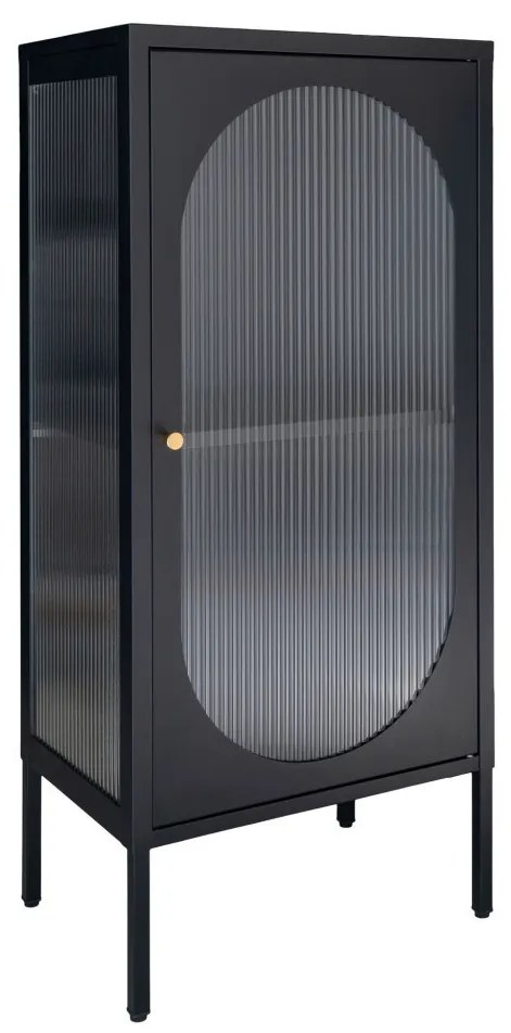 Adelaide vitrin, fekete, 1 hullámos üvegajtó 50x35x110 cm