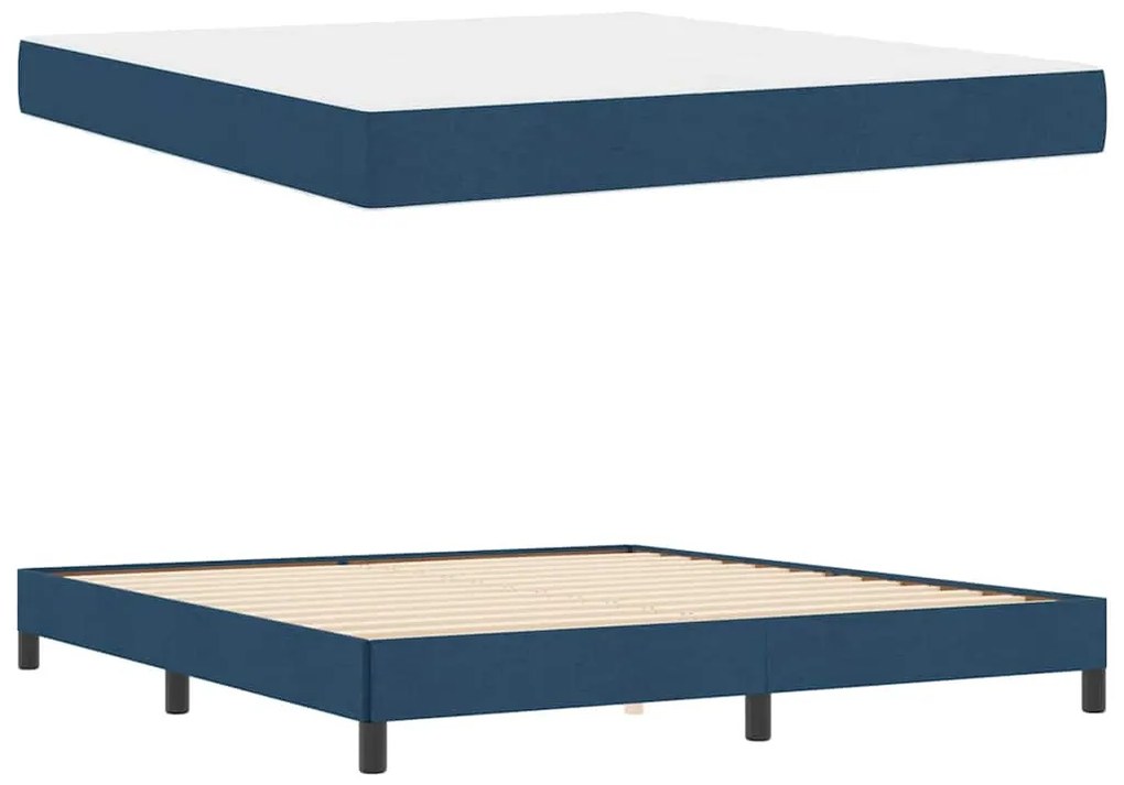 Boxrugós ágy matracmal Kék 180 x 200 cm szövet